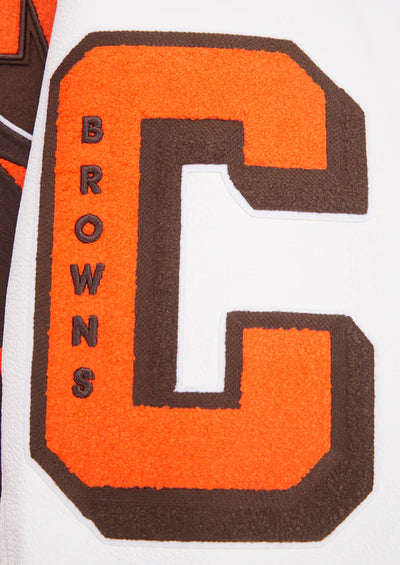 Cleveland Browns Mashup Brown Wool & White Genuine Leather Sleeves Men's Varsity Jacket