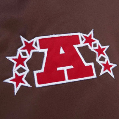 Cleveland Browns Heavyweight Full-Snap Varsity Brown Satin Men's Bomber Jacket