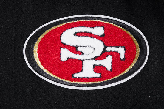 San Francisco 49ers Mash Up Retro Classic Black Wool & White Genuine Leather Sleeves Men's Varsity Letterman Jacket