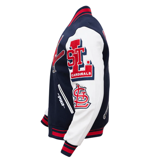 St. Louis Cardinals Mash Up Navy Blue Wool & White Leather Sleeves Varsity Men's Jacket