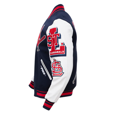 St. Louis Cardinals Mash Up Navy Blue Wool & White Leather Sleeves Varsity Men's Jacket