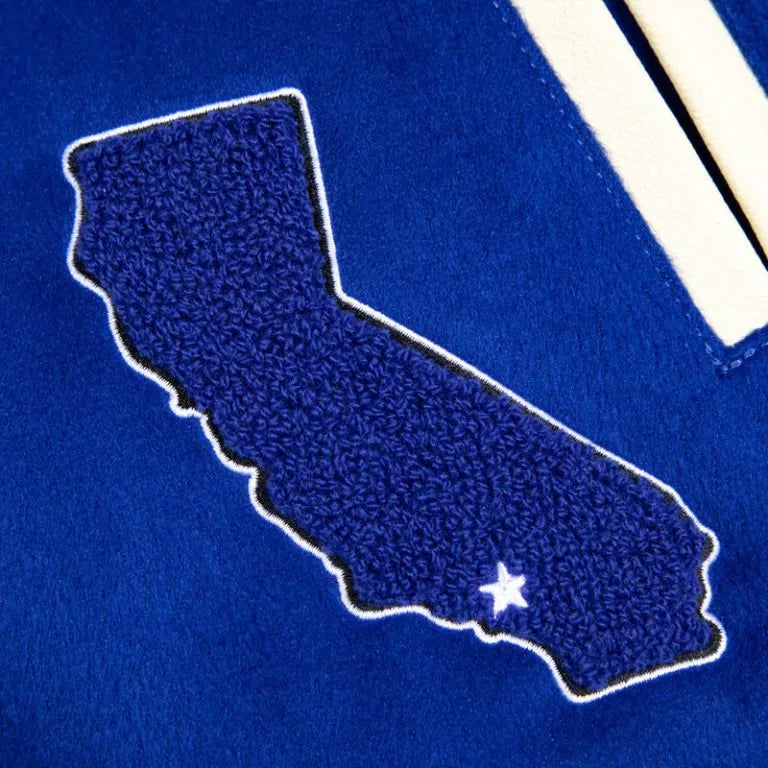 Los Angeles Rams Royal Blue Wool and White Genuine Leather Sleeves Men's Varsity Letterman Jacket