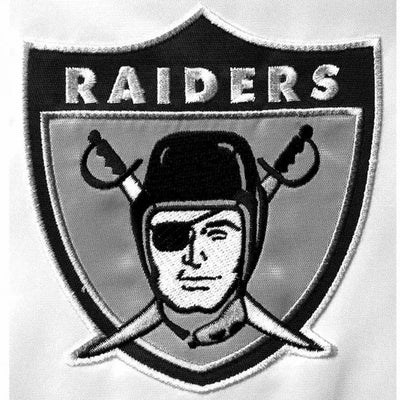 Los Angeles Raiders Historic Renegade Full-Snap Varsity Black & White Satin Men's Bomber Jacket