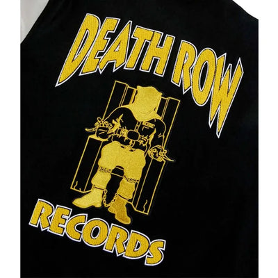 Death Row Records Collegiate Black Wool & White Genuine Leather Sleeves Men's Letterman Varsity Jacket
