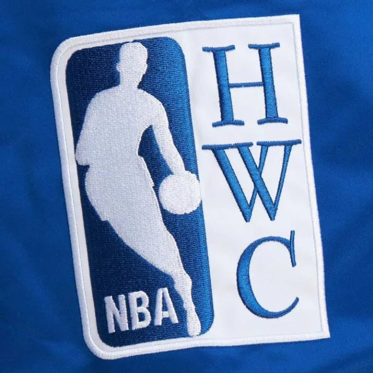 Orlando Magic Primetime Full-Snap Varsity Black and Blue Satin Men's Bomber Jacket