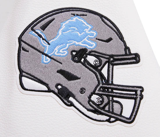 Detroit Lions Black Wool & White Genuine Leather Sleeves Men's Varsity Jacket