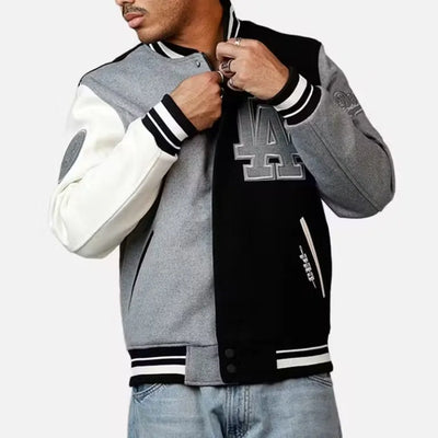 Los Angeles Dodgers Reverse French Terry Full-Zip Multi Wool Varsity Men's Jacket