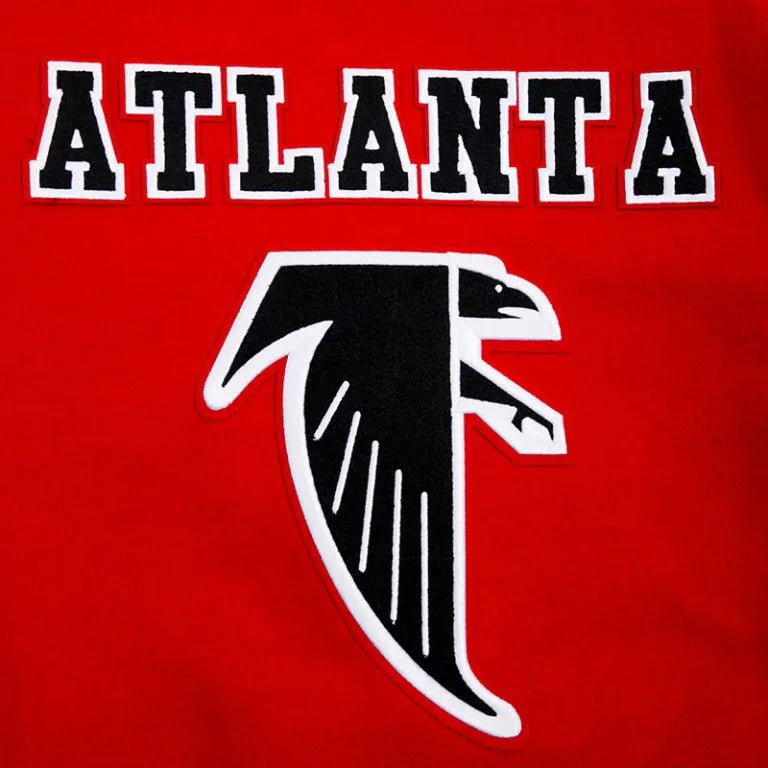 Atlanta Falcons Varsity Red Wool & Black Genuine Leather Sleeves Men's Letterman Jacket