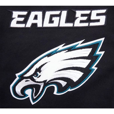 Philadelphia Eagles Mashup Rib Black Wool & Genuine Leather Sleeves Men's Varsity Letterman Jacket