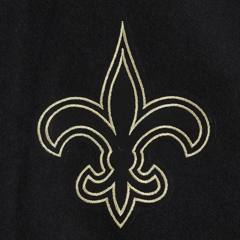 New Orleans Saints Mash Up Black Wool & Genuine Leather Sleeves Men's Varsity Letterman Jacket