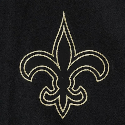 New Orleans Saints Mash Up Black Wool & Genuine Leather Sleeves Men's Varsity Letterman Jacket