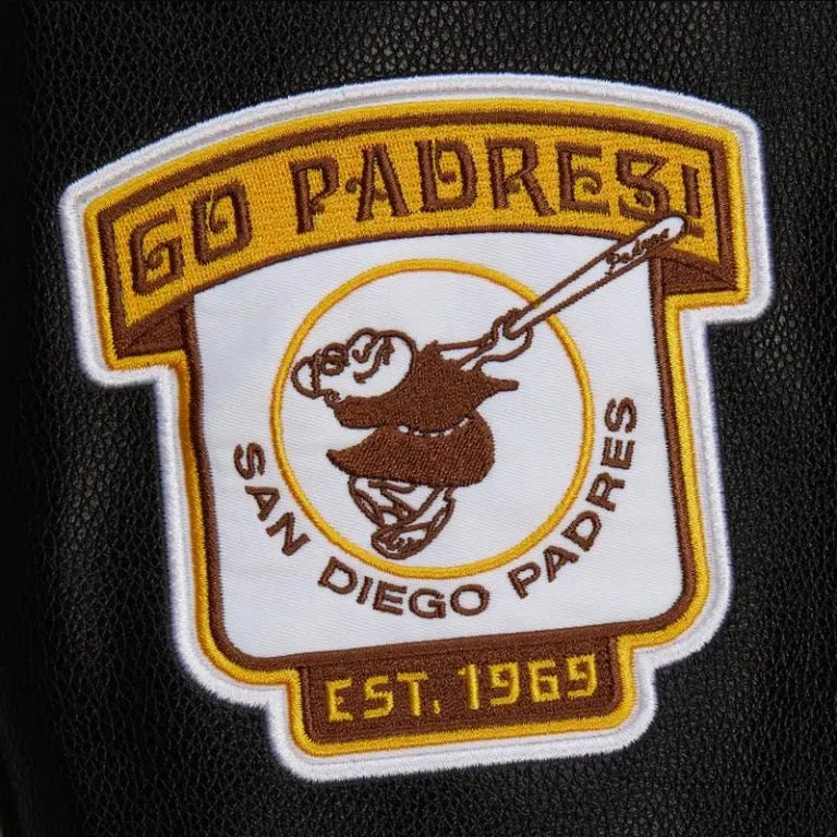 San Diego Padres Black Out Vintage Logo Full-Snap Varsity Men's Jacket