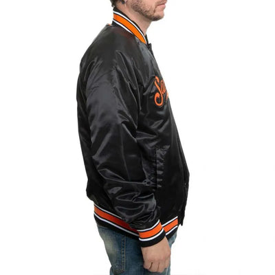 San Francisco Giants Black/Orange Satin Varsity Full-Snap Men's Jacket