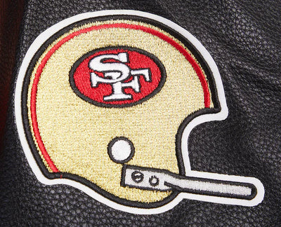 San Francisco 49ers Mash Up Retro Classic Red Wool & Black Genuine Leather Sleeves Men's Varsity Letterman Jacket