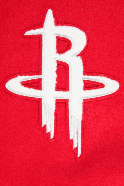 Houston Rockets Retro Classic Rib Varsity Red Wool & Black Genuine Leather Sleeves Men's Bomber Jacket