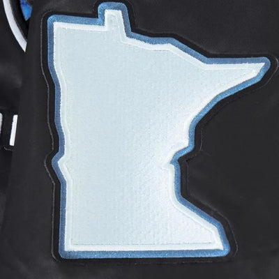 Minnesota Timberwolves 2024/25 City Edition Full-Snap Varsity Black Satin Men's Bomber Jacket