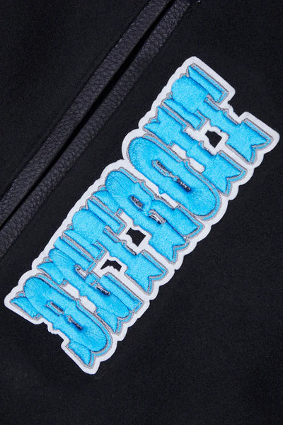 Detroit Lions Black Wool & Genuine Leather Sleeves Men's Varsity Jacket