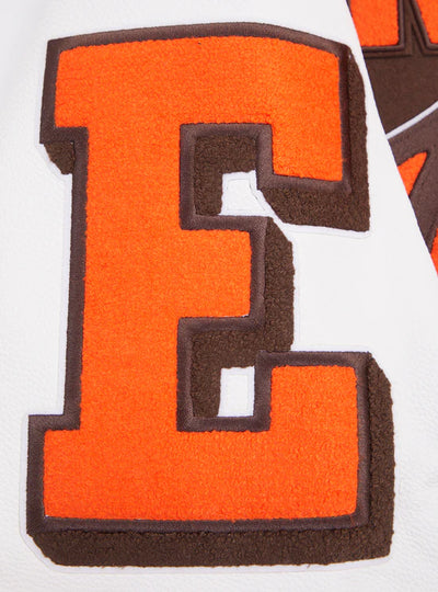 Cleveland Browns Mashup Brown Wool & White Genuine Leather Sleeves Men's Varsity Jacket