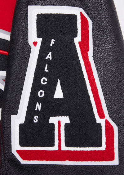 Atlanta Falcons Mashup Varsity Red Wool & Black Genuine Leather Sleeves Men's Jacket