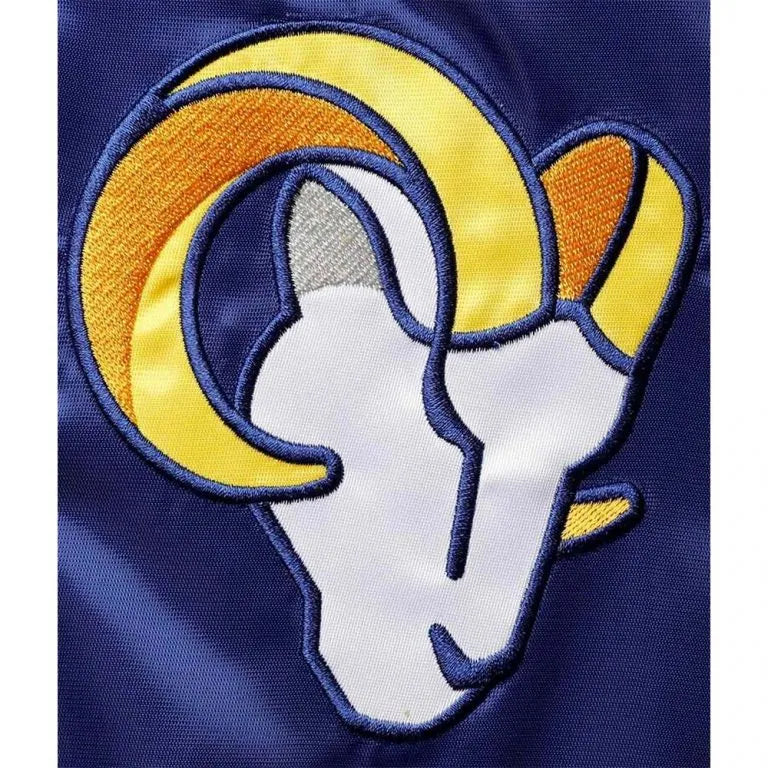 Los Angeles Rams Enforcer Full-Snap Varsity Royal Blue & Gold Satin Men's Bomber Jacket
