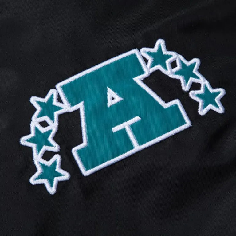 Miami Dolphins Full-Snap Varsity Black Satin Men's Bomber Jacket