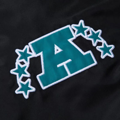 Miami Dolphins Full-Snap Varsity Black Satin Men's Bomber Jacket