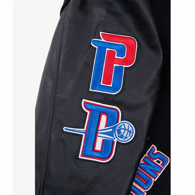 Detroit Pistons Mashup Varsity Black Wool and Genuine Leather Sleeves Men's Bomber Jacket