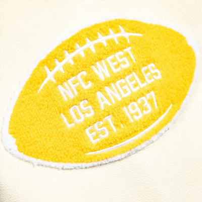 Los Angeles Rams Royal Blue Wool and White Genuine Leather Sleeves Men's Varsity Letterman Jacket