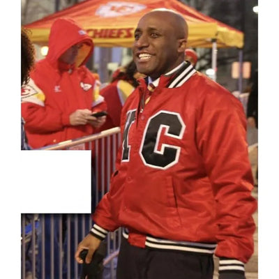 Kansas City Chiefs Mayor Quinton Lucas Super Bowl LVIII Full-Snap Varsity Red Satin Men's Bomber Jacket