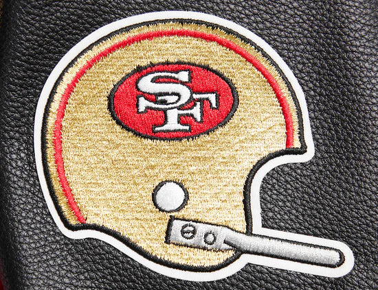 San Francisco 49ers Mash Up Retro Classic Black Wool & Genuine Leather Sleeves Men's Varsity Letterman Jacket