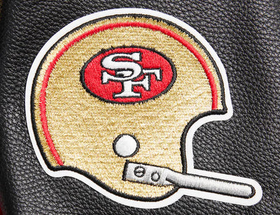 San Francisco 49ers Mash Up Retro Classic Black Wool & Genuine Leather Sleeves Men's Varsity Letterman Jacket