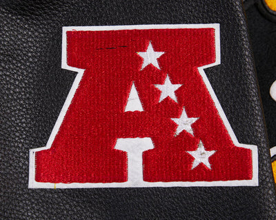 Pittsburgh Steelers Retro Classic Black Wool & Genuine Leather Sleeves Men's Varsity Letterman Jacket