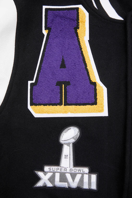 Baltimore Ravens Black Wool and White Leather Sleeves Varsity Men's Jacket