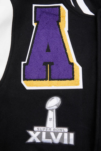 Baltimore Ravens Black Wool and White Leather Sleeves Varsity Men's Jacket