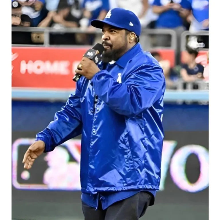 Los Angeles Dodgers Ice Cube Full-Snap Satin Blue Men's Jacket