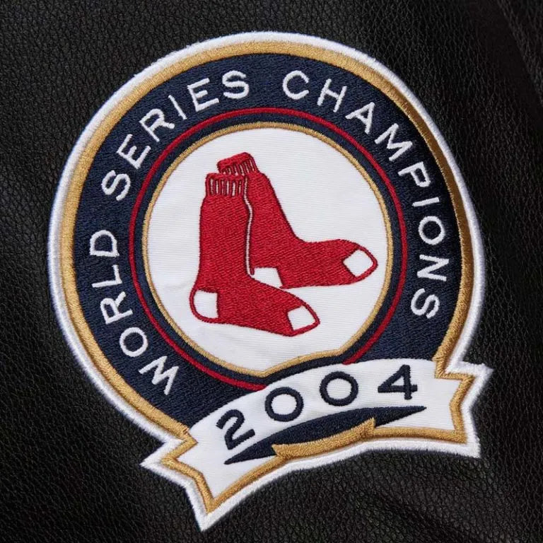 Boston Red Sox Black Out Wool and Genuine Leather Sleeves Full-Snap Varsity Men's Jacket