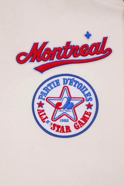 Montreal Expos Retro Classic Rib Off White Wool & Red Leather Sleeves Varsity Men's Jacket