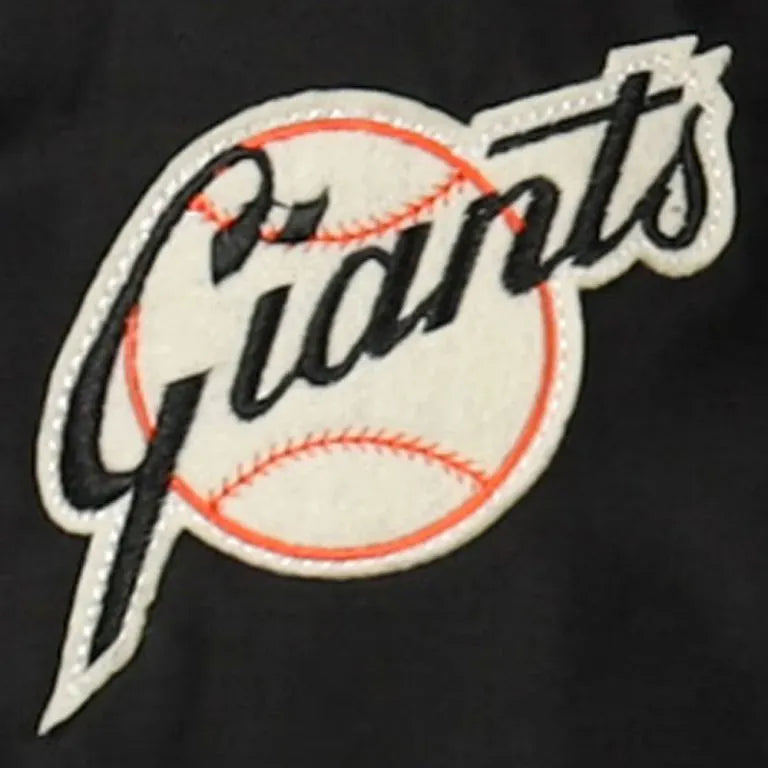 1954 New York Giants Full-Snap Varsity Black Satin Men's Bomber Windbreaker Jacket