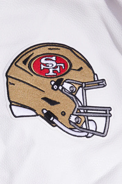 San Francisco 49ers Mash Up Retro Classic Red Wool & White Genuine Leather Sleeves Men's Varsity Letterman Jacket