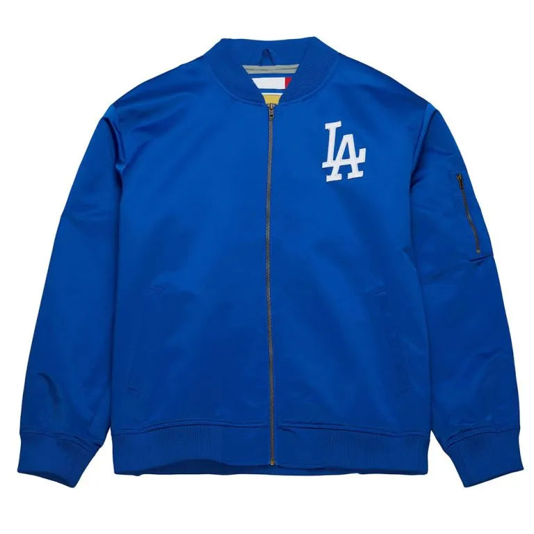 LA Dodgers Vintage Logo Lightweight Royal Blue Satin Men's Jacket