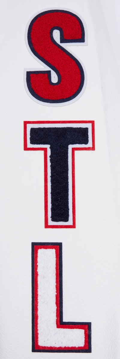 Louis Cardinals Blue Wool & White Leather Sleeves Varsity Men's Jacket