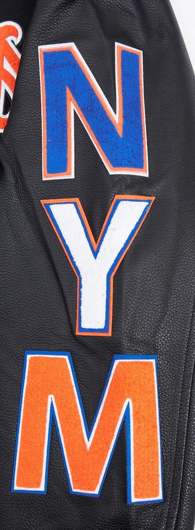 New York Mets Varsity Black Wool & Leather Sleeves Men's Jacket