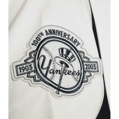 NY Yankees Navy Blue Wool and White Leather Sleeves Men's Jacket
