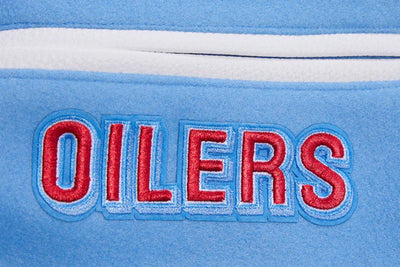 Houston Oilers Sky Blue Wool and White Genuine Leather Sleeves Men's Varsity Letterman Jacket