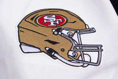 San Francisco 49ers Mash Up Retro Classic Black Wool & White Genuine Leather Sleeves Men's Varsity Letterman Jacket