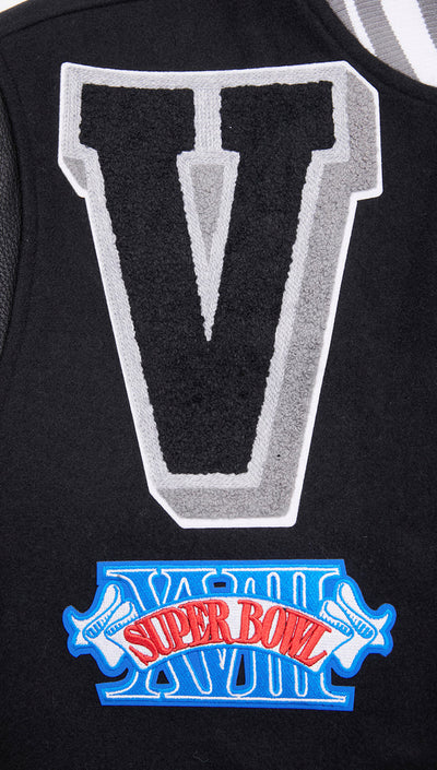 Los Vegas Raiders Mashup Black Wool and Genuine Leather Sleeves Men's Varsity Letterman Jacket