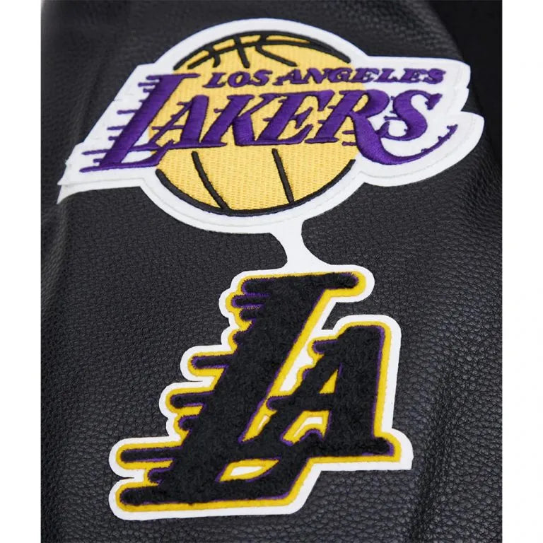 Los Angeles Lakers Classic Varsity Black Wool & Genuine Leather Sleeves Men's Letterman Jacket