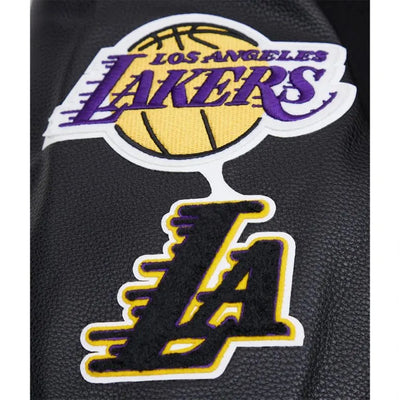 Los Angeles Lakers Classic Varsity Black Wool & Genuine Leather Sleeves Men's Letterman Jacket