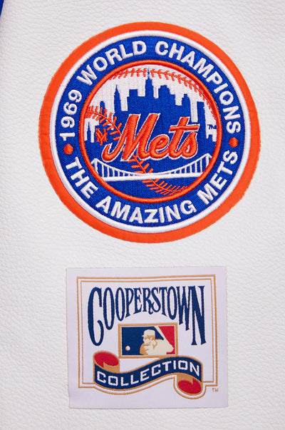 NEW YORK METS RETRO CLASSIC RIB Royal Blue Wool & White Leather MEN'S Jacket