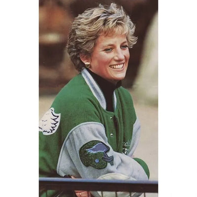 Princess Diana Philadelphia Eagles Varsity Green and Grey Wool Men's Bomber Jacket